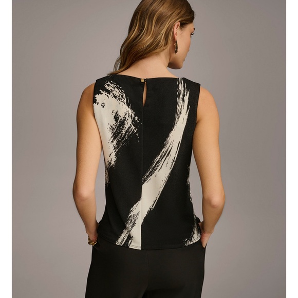 Donna Karan New York Black and Cream Blouse Sz Large - Picture 2 of 3
